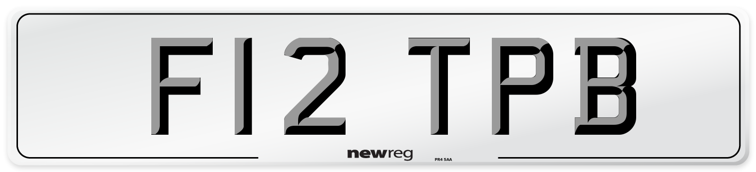 F12 TPB Number Plate from New Reg